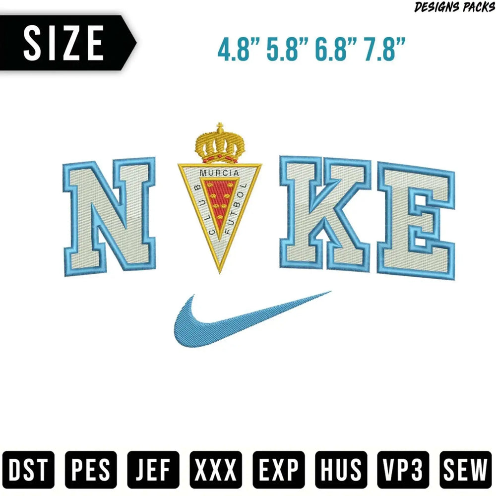 Nike logo and "Murcia Futbol" text with file format options below.