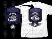 Load image into Gallery viewer, Colorado Rockies MLB Shield and Baseball Design T-Shirt
