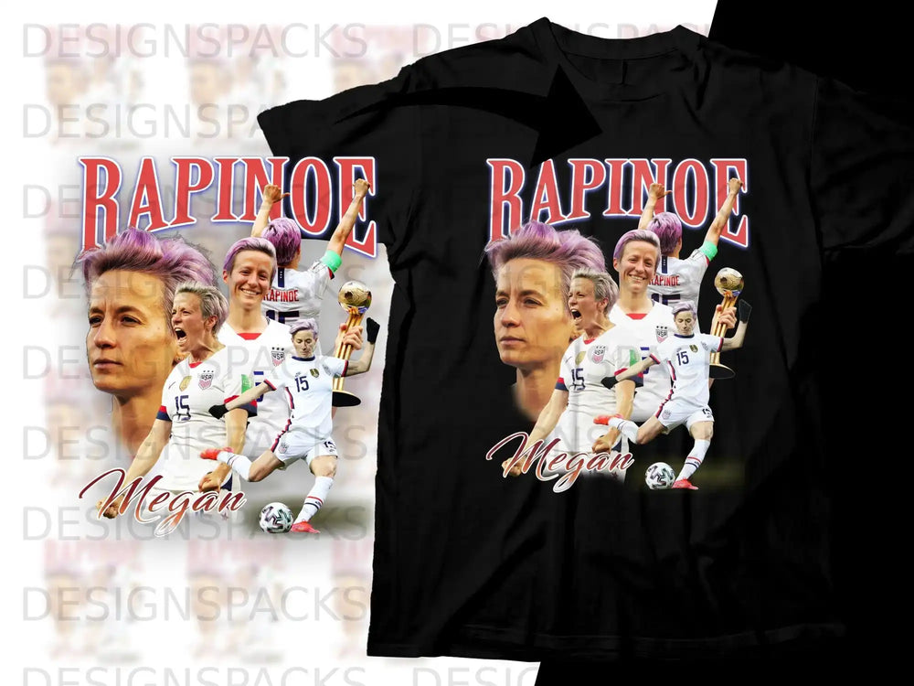 Megan Rapinoe USA soccer jersey with trophy and team celebrating.
