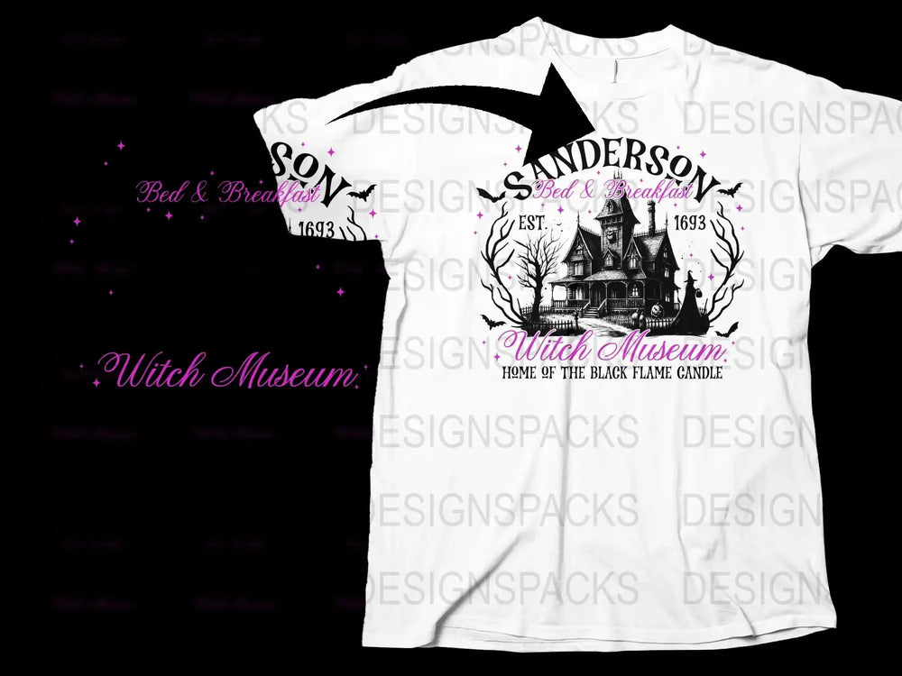 Witch Museum Graphic T-Shirt, Black Flame Candle, Spooky House Design, Halloween Tee, Unisex Fashion Top, Vintage Inspired Casual Wear