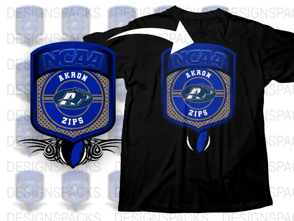Akron Zips NCAA T-Shirt, Blue and Black Sports Tee, College Football Apparel, Fan Gear
