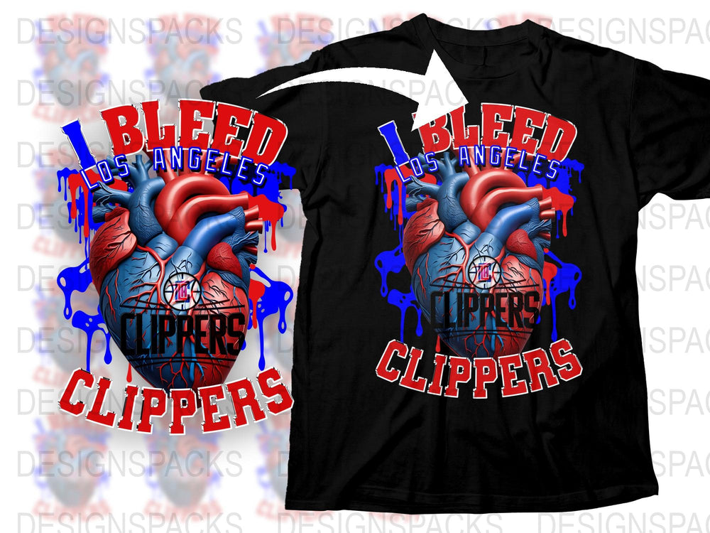 Los Angeles Clippers Fan T-Shirt, I Bleed Clippers, Heart Graphic Tee, Basketball Support Shirt, Bold Colors, Unisex Fit