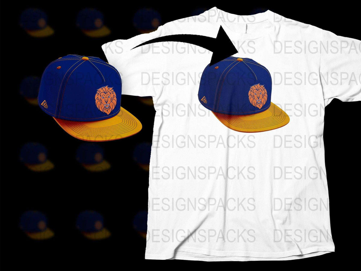 Trendy Blue and Orange Snapback Cap and Matching T-Shirt Set with Lion Design