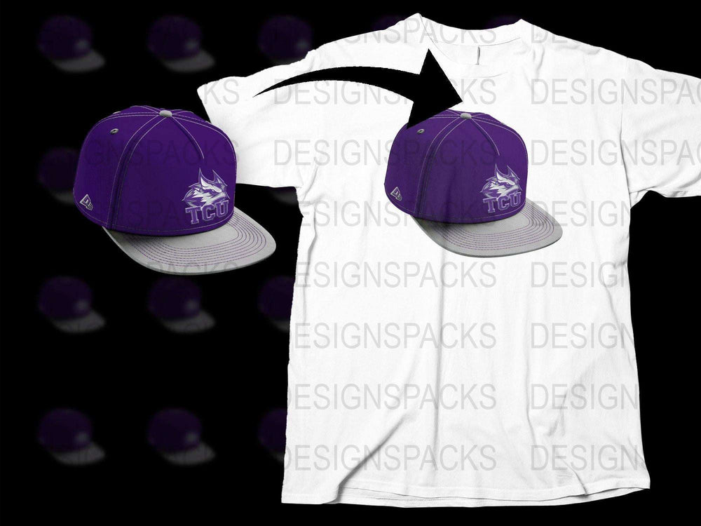 TCU Logo Purple Baseball Cap and Matching T-Shirt Set, College Team Apparel