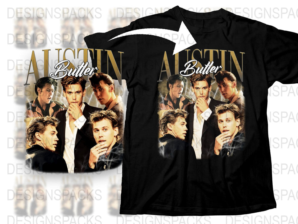 Vintage Austin Butler T-Shirt, Classic Actor Portrait Tee, Retro Style Graphic Shirt, Fashionable Men's and Women's Top