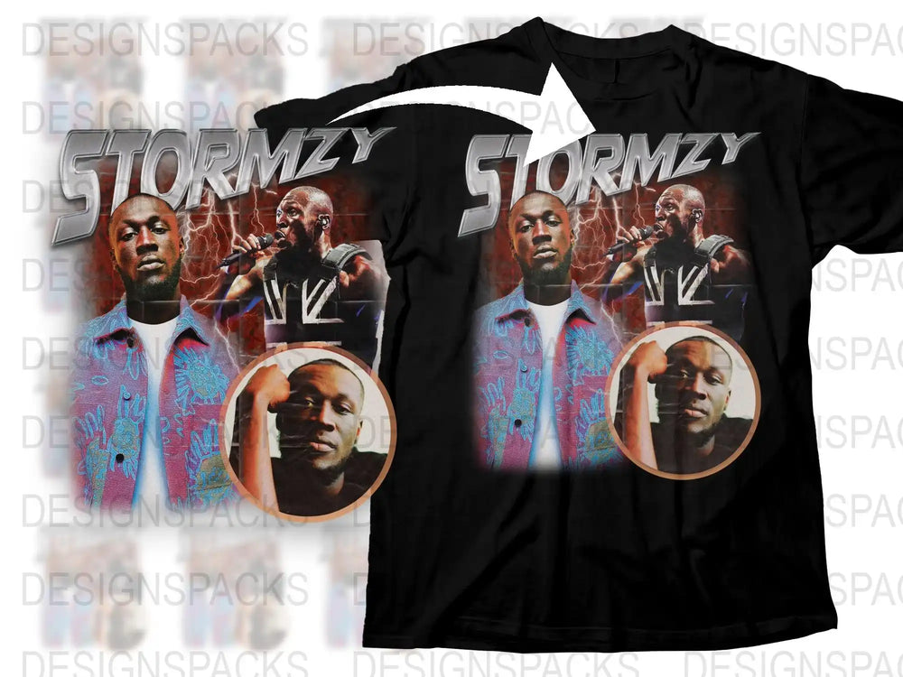 Stormzy Graphic T-Shirt, Hip Hop Music Artist Tee, Concert Merchandise, Fan Apparel, Black Cotton Shirt