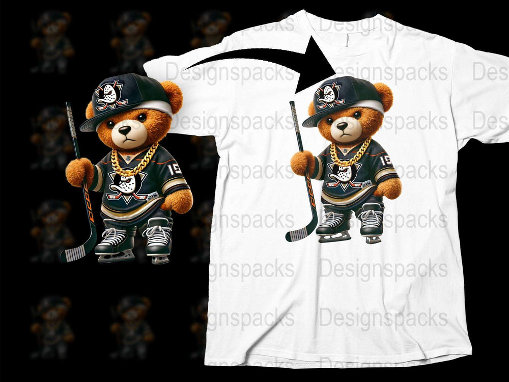 Kids Hockey Bear T-Shirt, Cute Animal Graphic Tee, Youth Sports Shirt, Unique Gift Idea