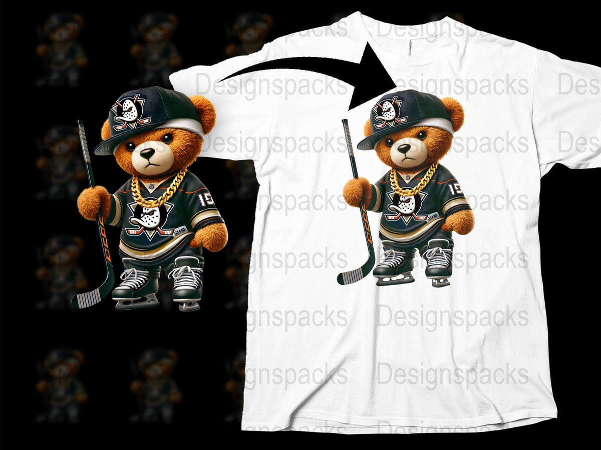 Kids Hockey Bear T-Shirt, Cute Animal Graphic Tee, Youth Sports Shirt, Unique Gift Idea