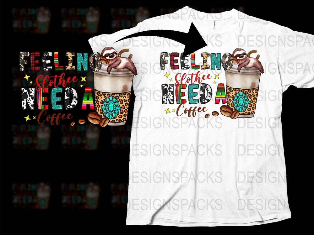 Funny Sloth Coffee T-Shirt, Cute Animal Drinking Coffee Tee, Relax Graphic Shirt, Unique Sloth Lover Gift, Unisex T-Shirt Design