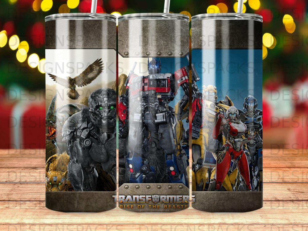 Transformers Rise of the Beasts characters Optimus Prime and others on tumbler.