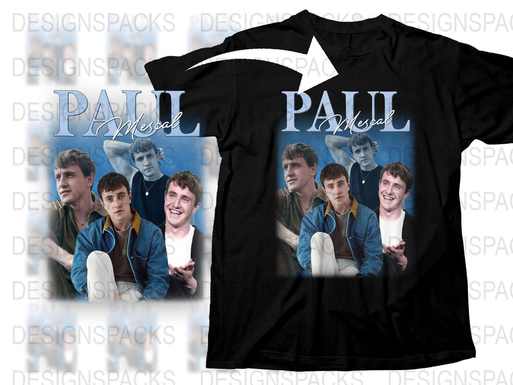 Paul Mescal Printed T-Shirt, Casual Black Tee with Celebrity Photos, Fan Merchandise, Graphic Men's Shirt, Unique Gift Idea