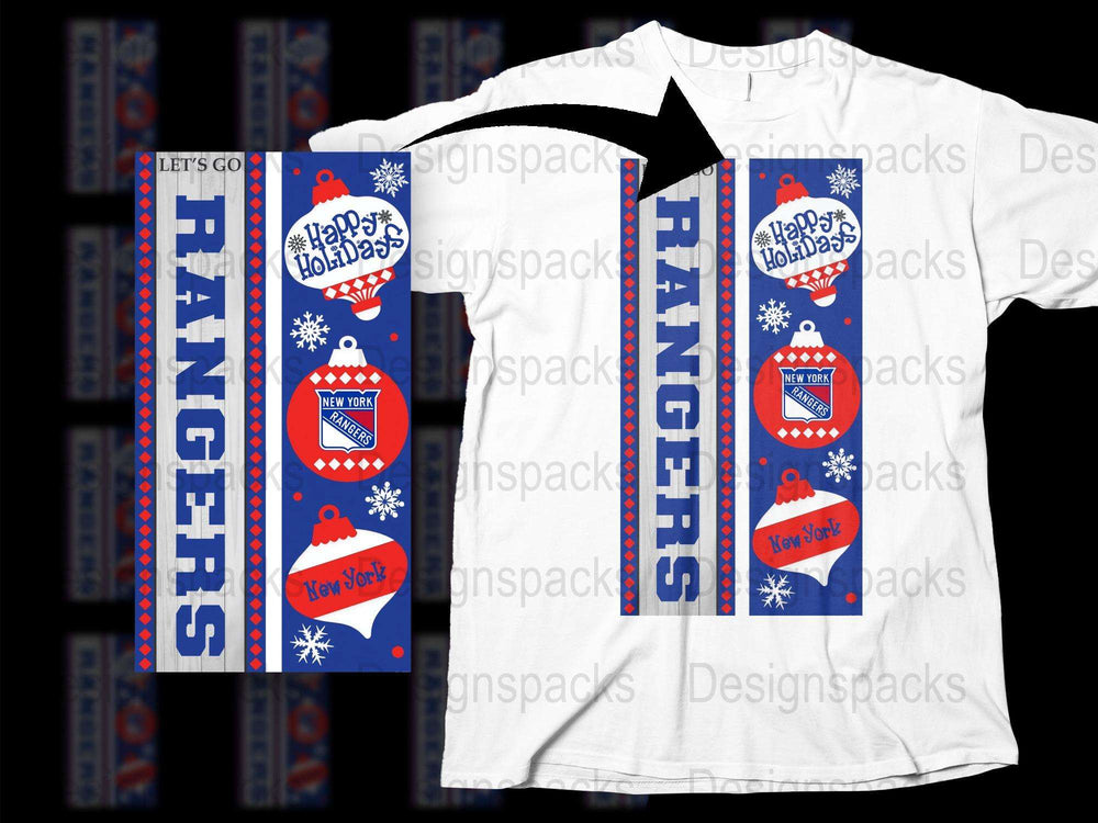 New York Rangers Holiday Scarf and T-Shirt Bundle, Festive Winter Apparel Set