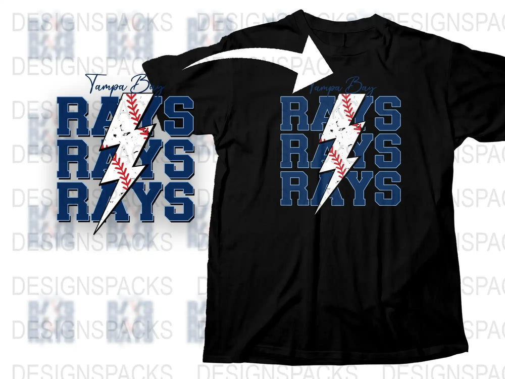 Tampa Bay Rays Lightning Baseball T-Shirt, Unisex Black Sports Tee, Graphic Fan Apparel