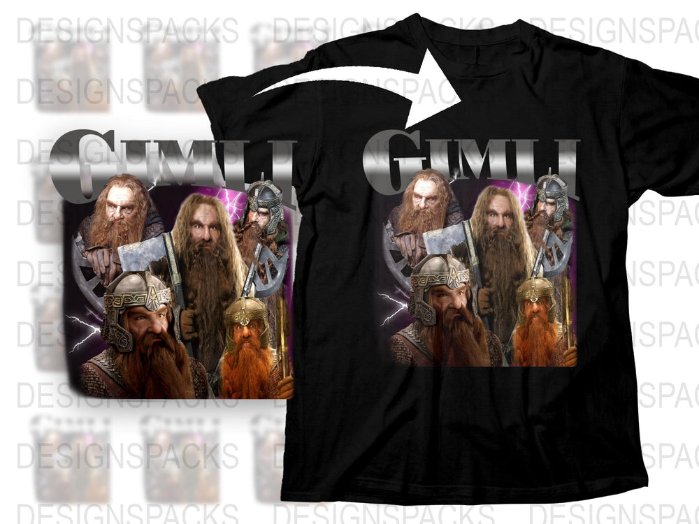 Gimli Graphic T-Shirt, Lord of the Rings Inspired Tee, Fantasy Movie Apparel, Dwarf Warrior Print Shirt, Unisex Clothing Sizes