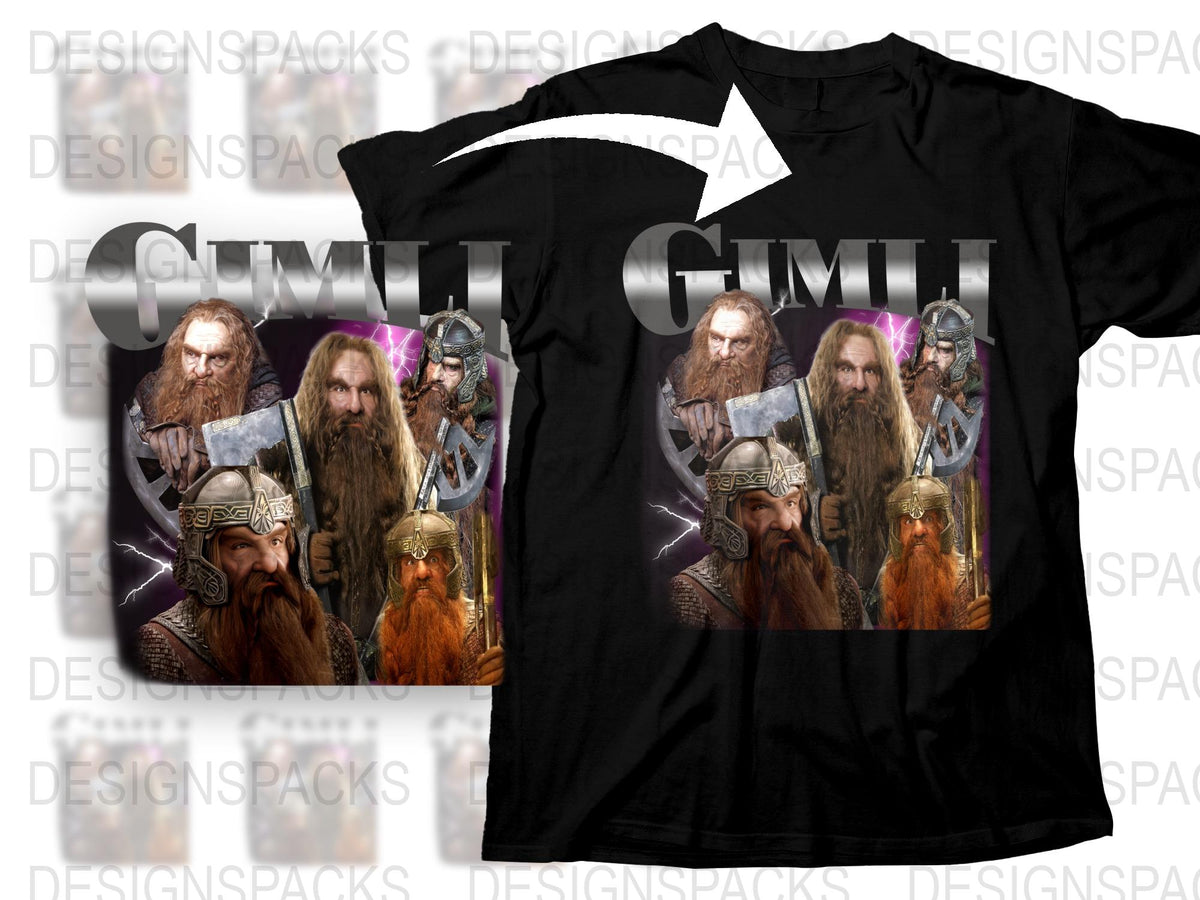 Gimli Graphic T-Shirt, Lord of the Rings Inspired Tee, Fantasy Movie Apparel, Dwarf Warrior Print Shirt, Unisex Clothing Sizes