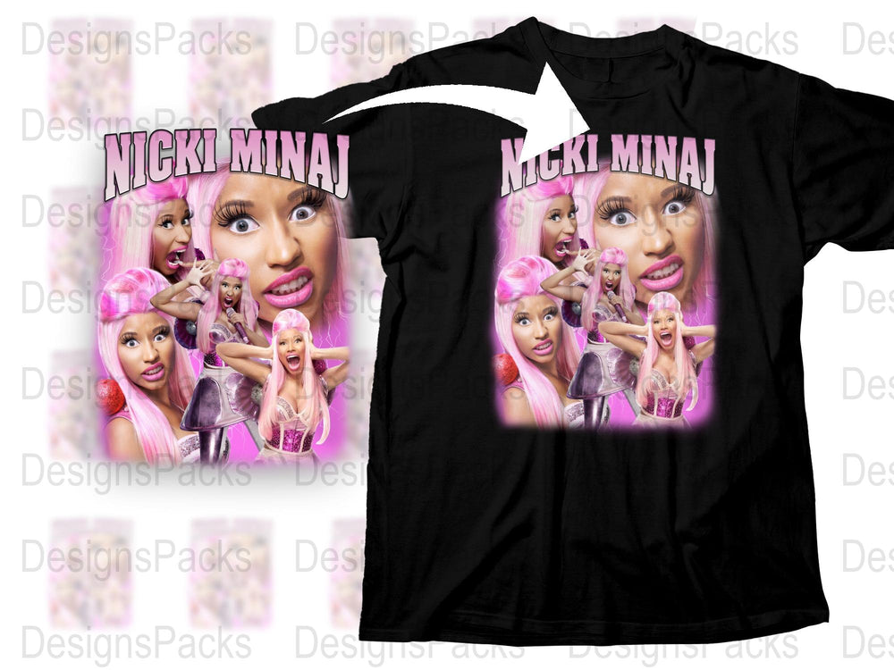 Nicki Minaj Graphic T-Shirt, Pink Hair Pop Star Fan Tee, Hip Hop Music Artist Merch, Unisex Cotton Shirt