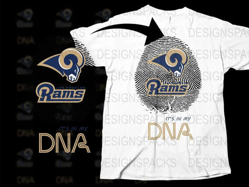 Los Angeles Rams DNA Themed T-Shirt, Graphic Sports Fan Apparel, Black and White Tee