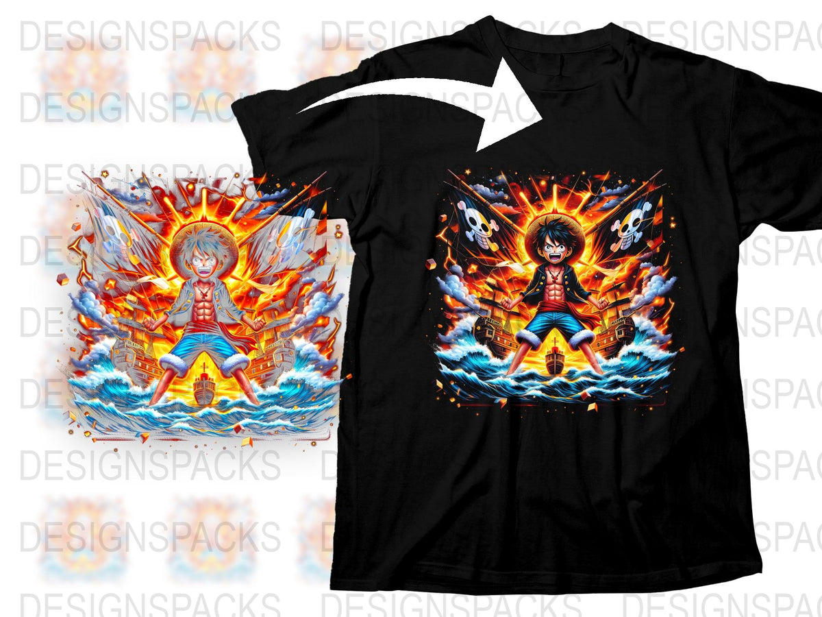 Anime Fire Character Graphic T-Shirt, Cool Flames Manga Design Tee, Japanese Style Unisex Shirt