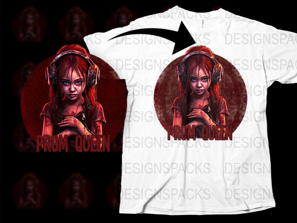 Prom Queen Graphic T-Shirt, Teen Girl in Red, Stylish Casual Wear, Designer Art Tee, Unique Fashion Top for Teens