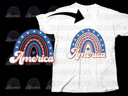 Patriotic America Rainbow T-Shirt, Vintage American Flag Design, Men's and Women's Sizes Available