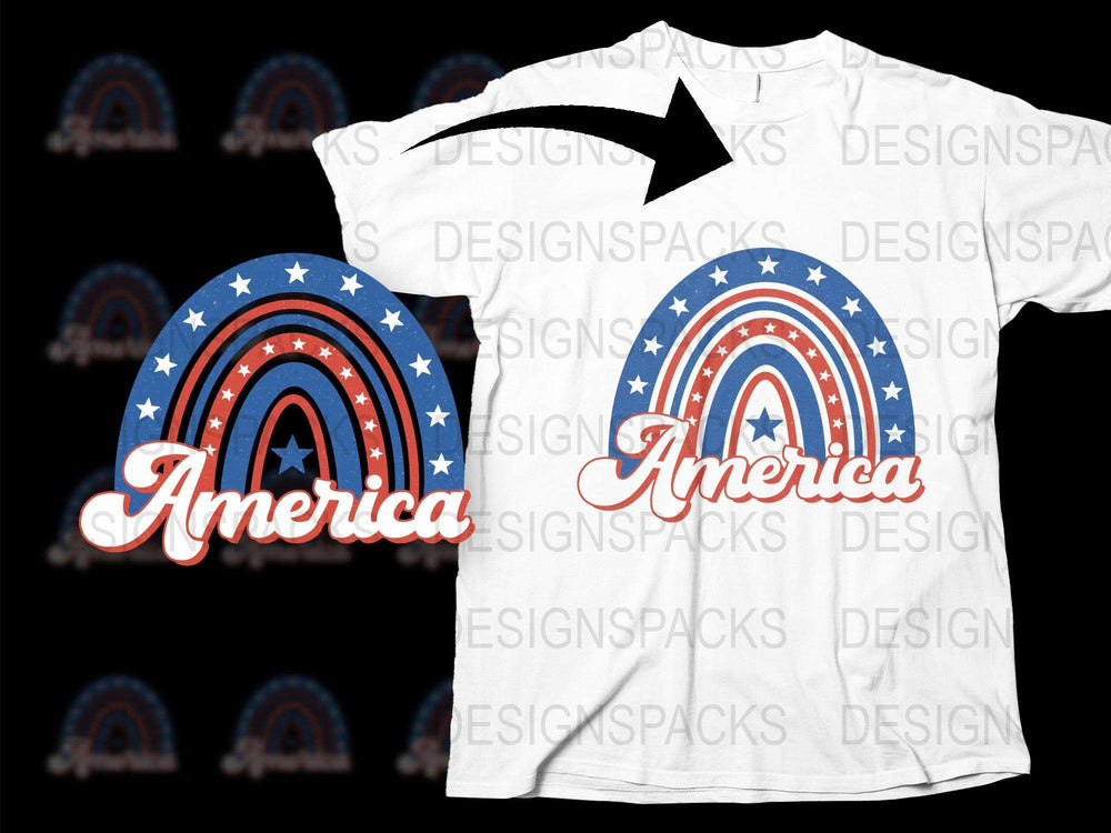 Patriotic America Rainbow T-Shirt, Vintage American Flag Design, Men's and Women's Sizes Available