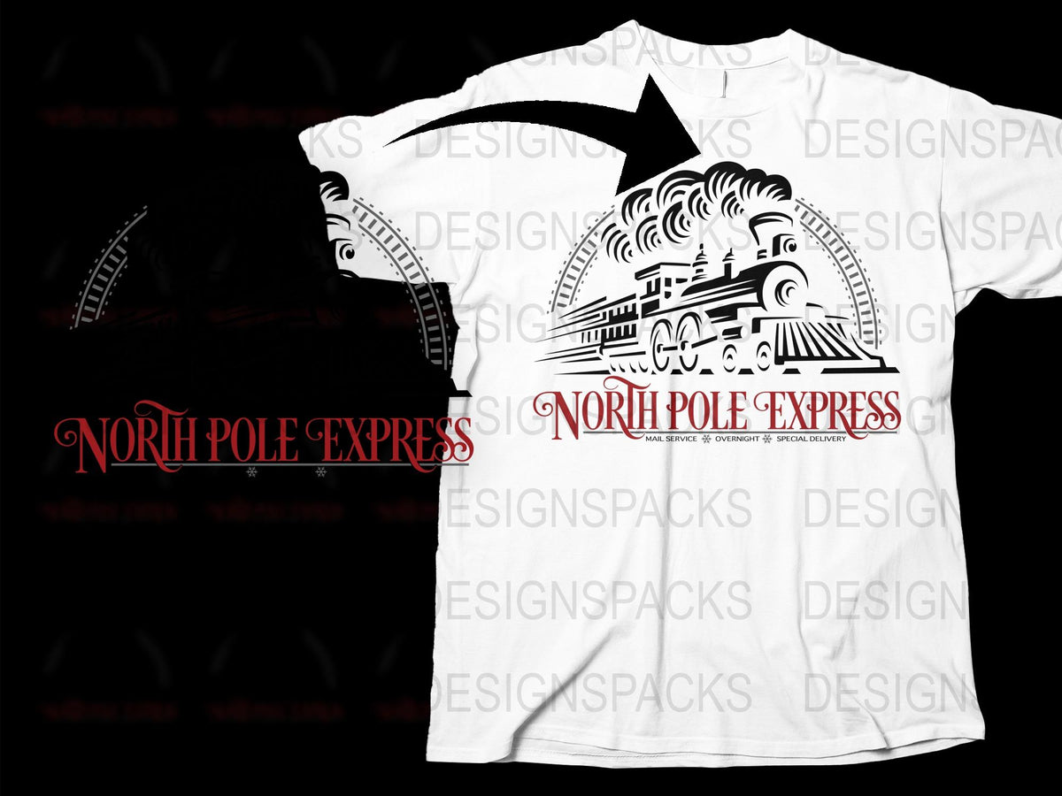 North Pole Express Train T-Shirt, Vintage Locomotive Graphic Tee, Holiday Gift Idea, Unique Christmas Shirt