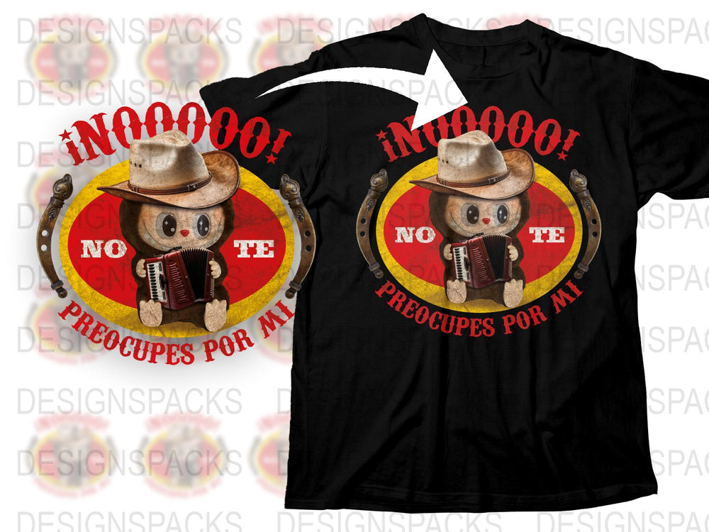 Unique Cowboy Cactus T-Shirt, Funny No Te Preocupes Por Mi Design, Casual Black Tee with Graphic Print, Unisex Fashion