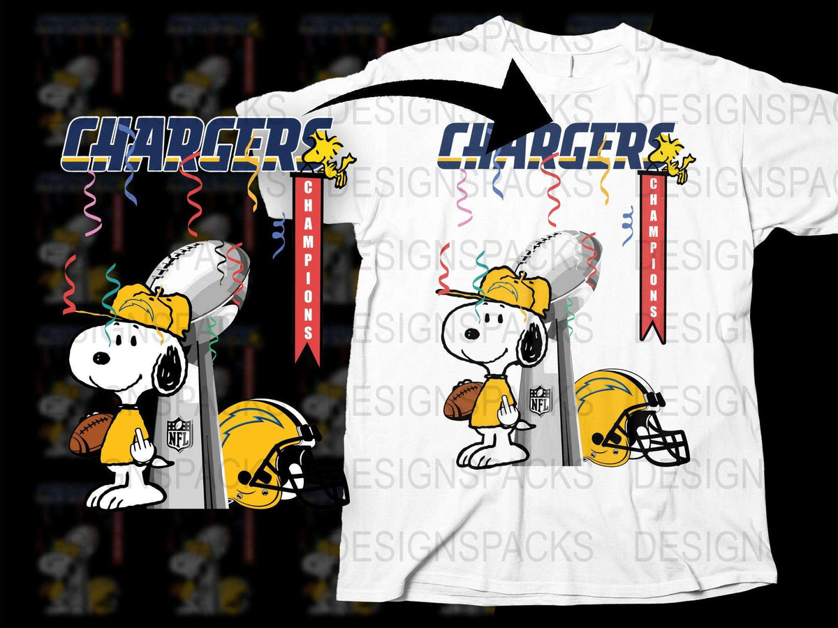 Snoopy Chargers Football T-Shirt, Cartoon Dog Sports Tee, NFL Fan Apparel, Kids and Adult Sizes Available