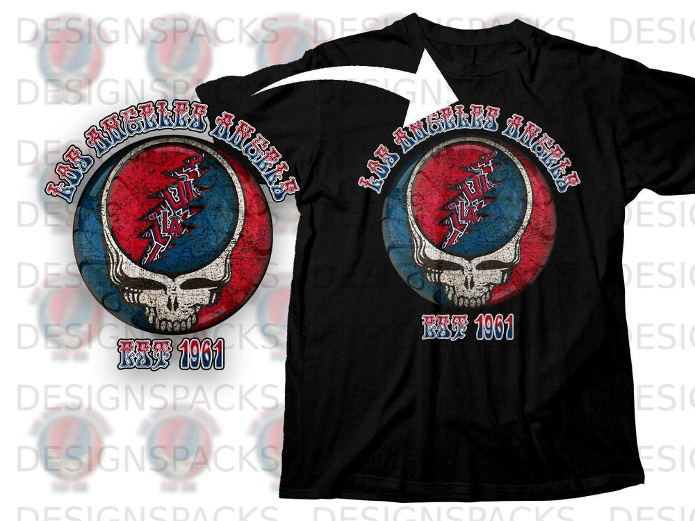 Los Angeles Angels EST 1961 Skull Graphic T-Shirt