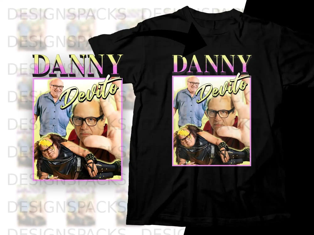 Black t-shirt with Danny DeVito artwork and text "DANNY DeVito"