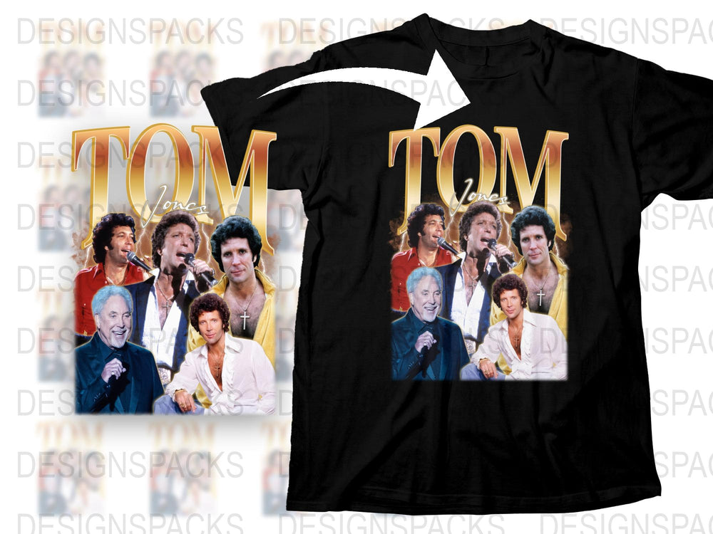 Tom Jones Vintage Style T-Shirt, Classic Pop Singer Photo Montage, Retro Music Fan Tee, Unisex Graphic Shirt