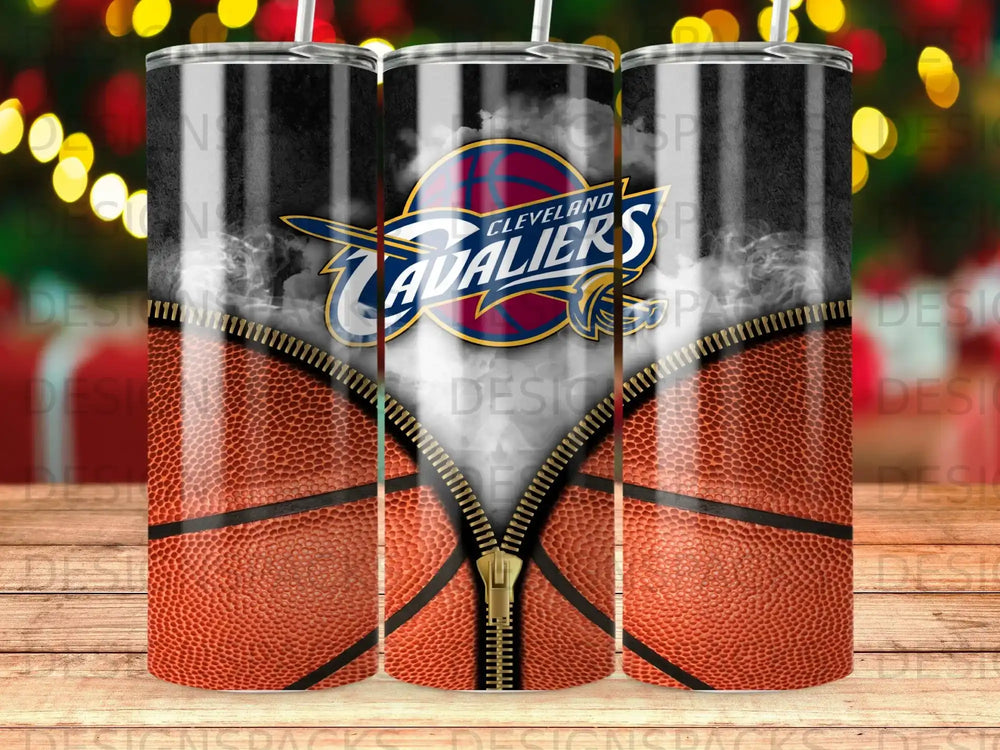 Cleveland Cavaliers basketball tumbler with zipper design.