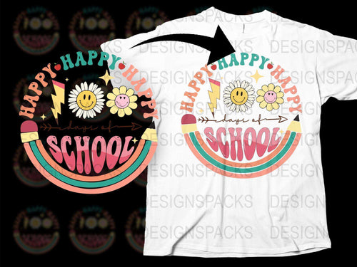 Happy Days of School T-Shirt, Colorful Floral Kids Tee, Back to School Outfit, Casual Fun Wear