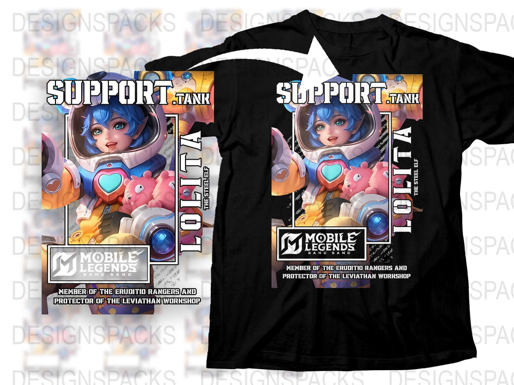 Mobile Legends Support Tank T-Shirt, Gaming Graphic Tee, Fantasy Character Shirt, Stylish Gamer Apparel, Unique Geek Gift.