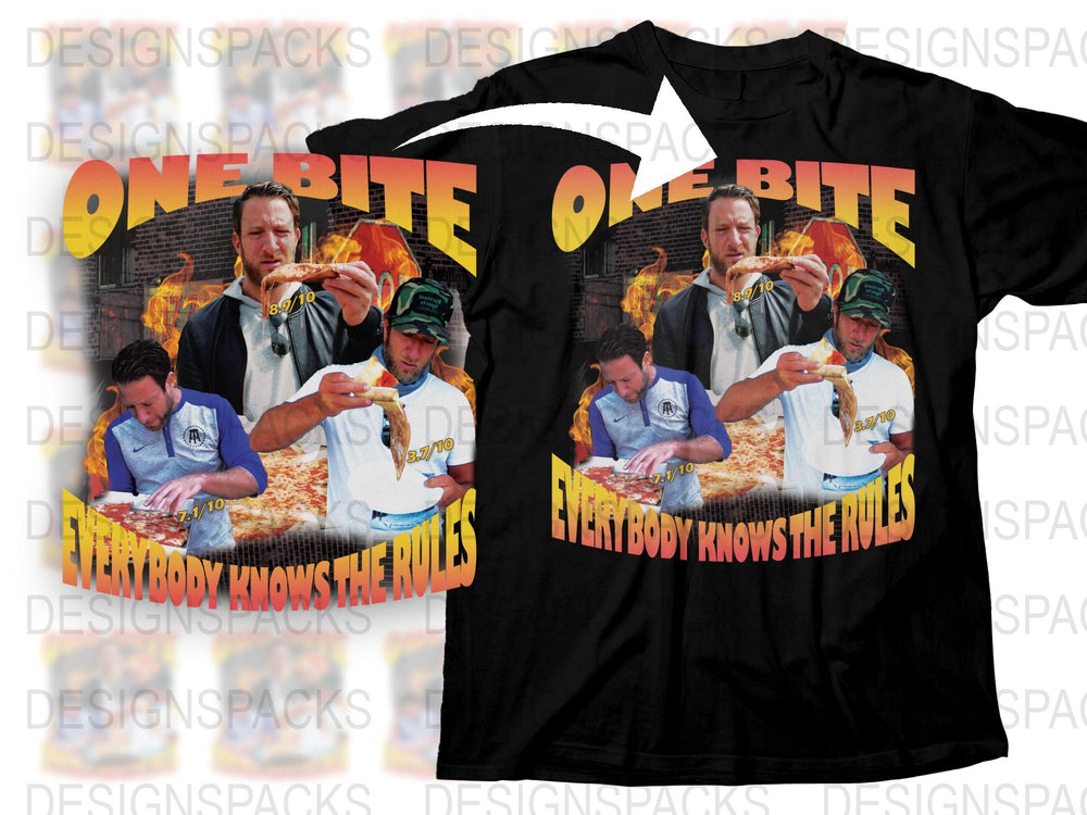 One Bite Pizza Review T-Shirt, Everybody Knows The Rules, Foodie Tee, Graphic Casual Streetwear, Trendy Apparel, Men's Cotton Shirt