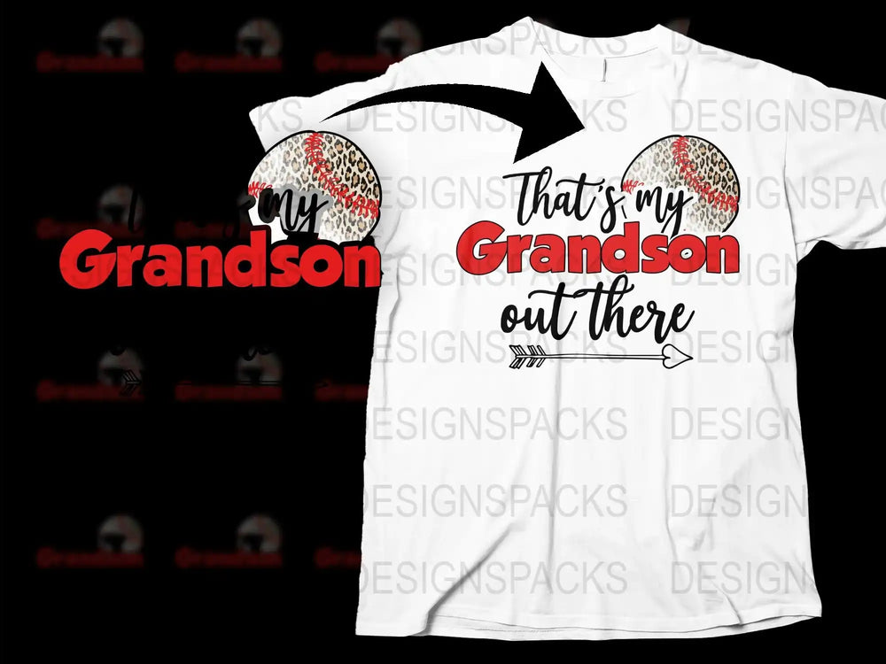 Proud Grandparent T-Shirt, That's My Grandson Out There, Leopard Print Football, Sports Game Day Shirt, Customizable Tee for Grandparents