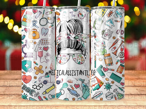 Medical Assistant tumbler with medical icons and 