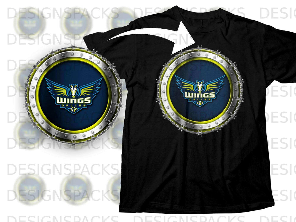Wings Dallas Logo in Barbed Circle Design T-shirt