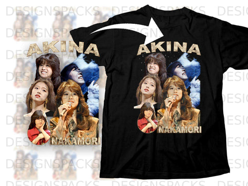 Black t-shirt featuring Akina Nakamori collage with 