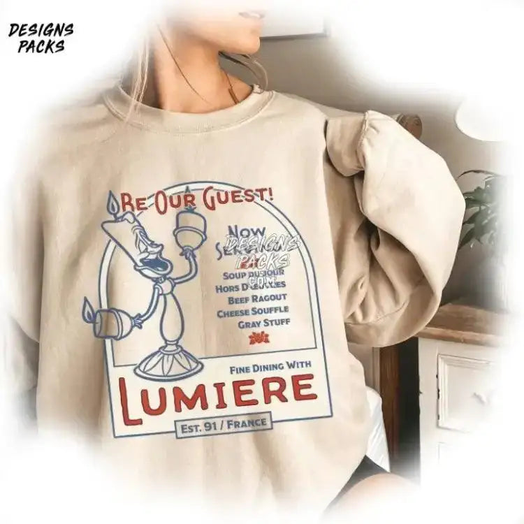 Be Our Guest Beauty And The Beast Fine Dining With Lumiere Cartoon Png Design