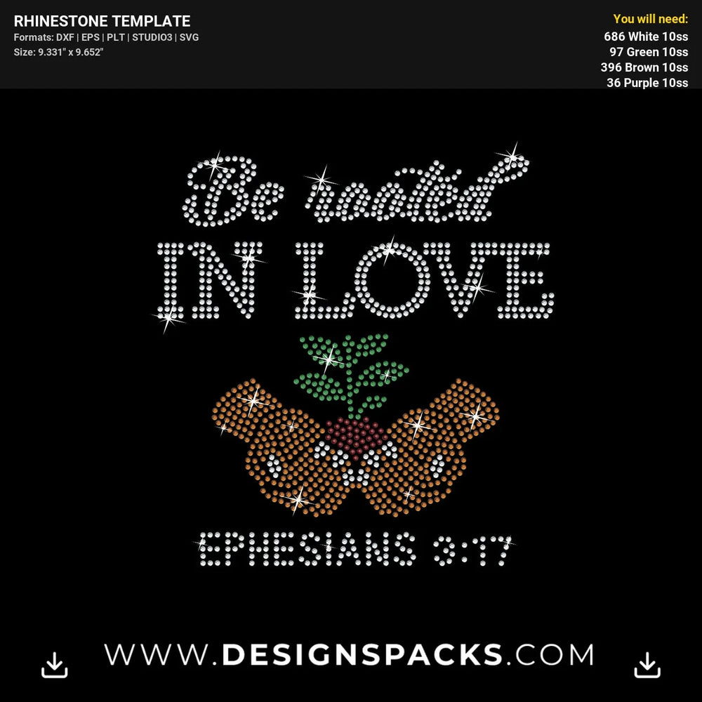Be Rooted In Love Rhinestone Digital Template
