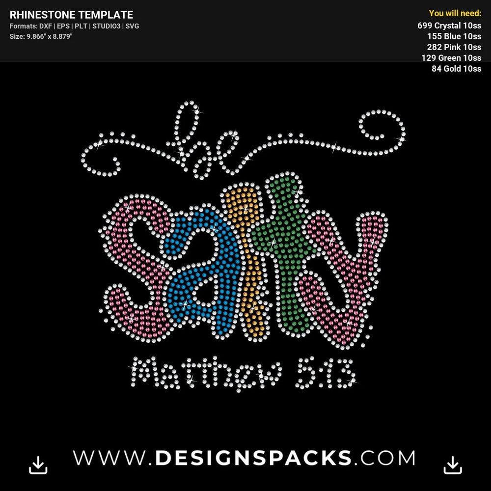 Be Salty Matthew 5 13 Rhinestone Digital Template