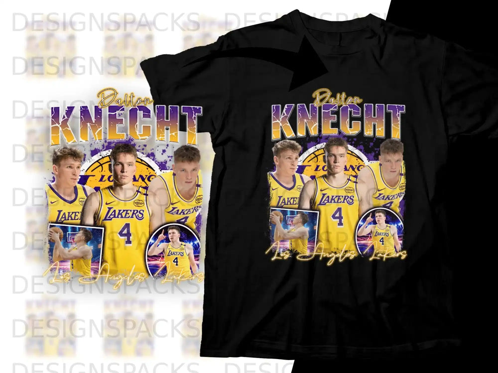 Dalton Knecht Los Angeles Lakers basketball player on t-shirt graphic.