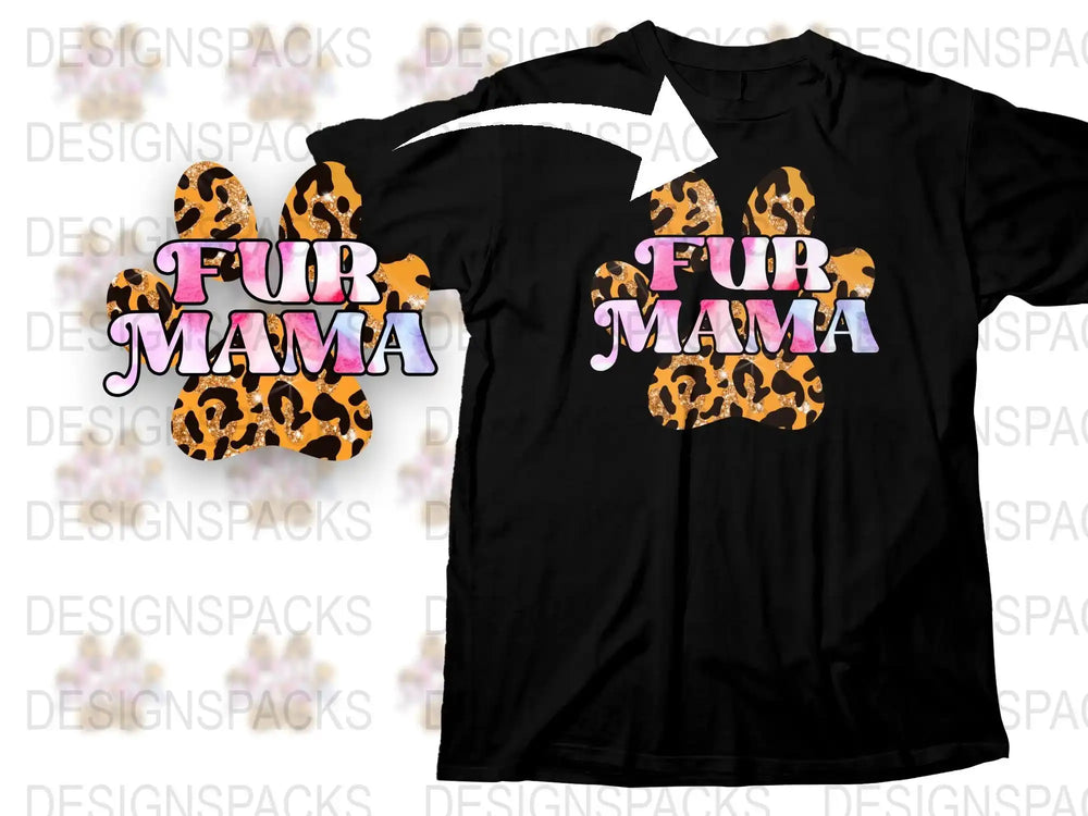 Fur Mama Leopard Print T-Shirt, Cute Animal Lover Tee, Stylish Pet Owner Gift, Bold Graphic Top