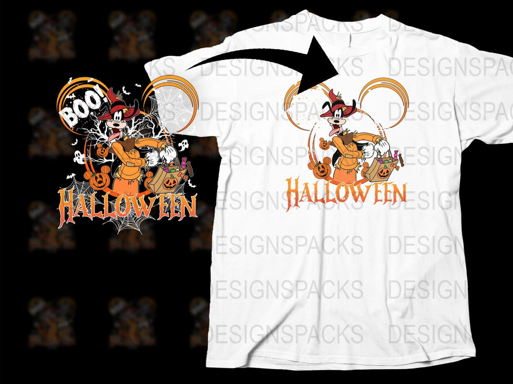 Halloween T-Shirt Cute Cartoon Ghost Pumpkin Design, Spooky Fun Kids Adult Apparel, Fall Festival Party Wear