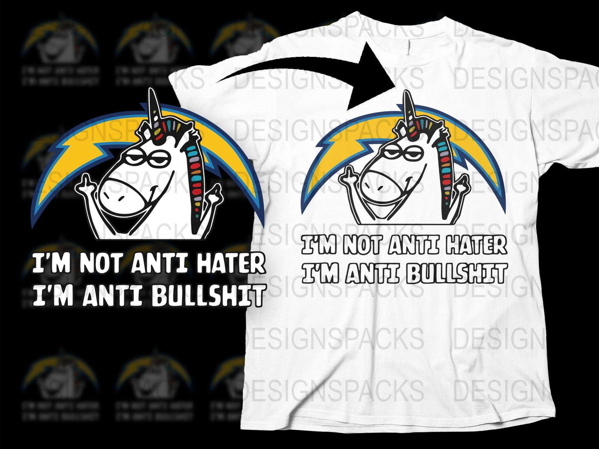 Unicorn T-Shirt I'm Not Anti Hater, I'm Anti Bullshit Funny Graphic Tee