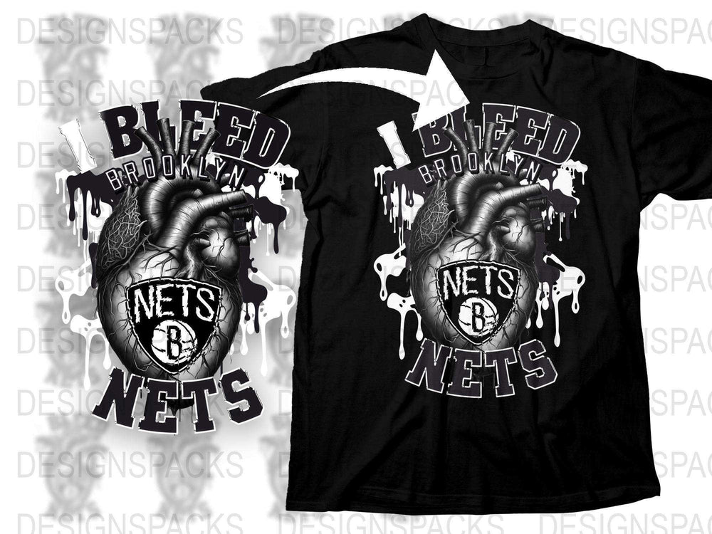 Brooklyn Nets I Bleed Brooklyn Heart Graphic T-Shirt, Black Unisex Tee, Basketball Fan Apparel