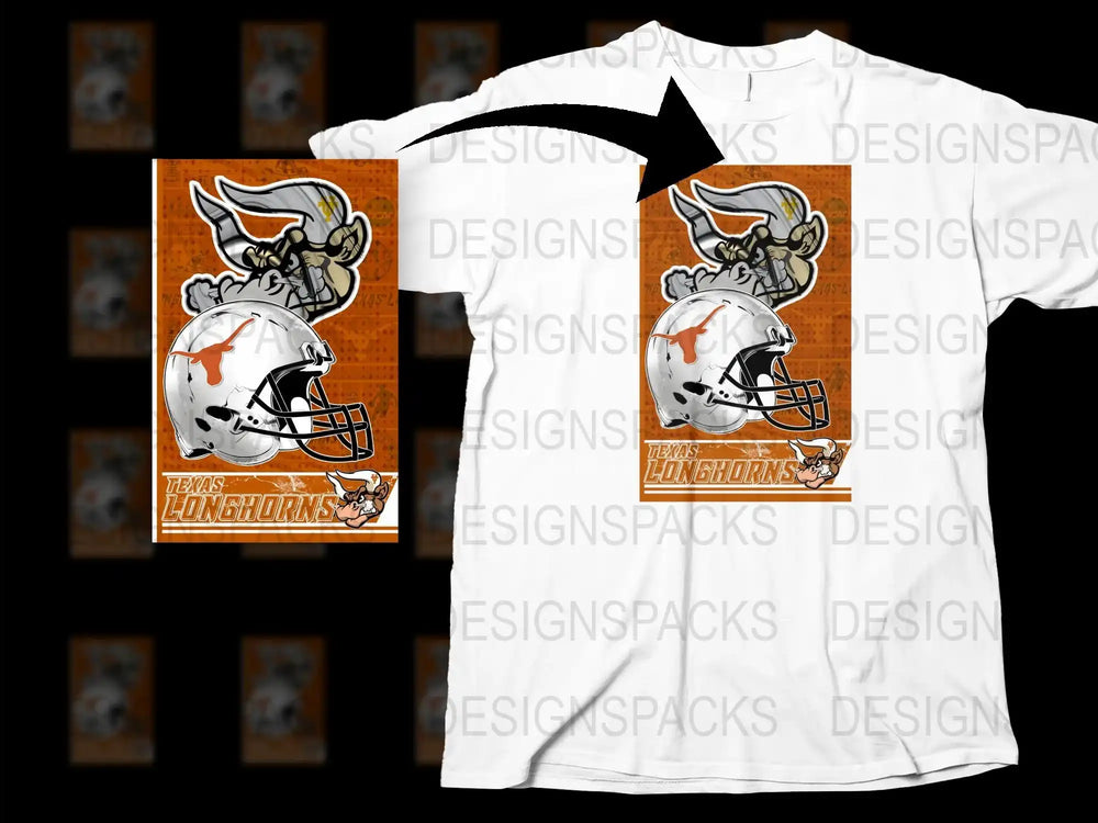Texas Longhorns Graphic T-Shirt, Orange White College Football Tee, Sports Fan Apparel, Athletic Wear