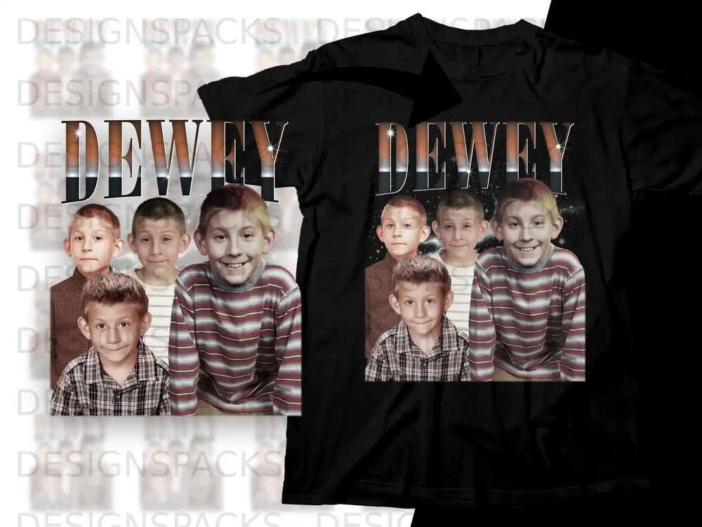 T-shirt with Dewey from Malcolm in the Middle graphic.