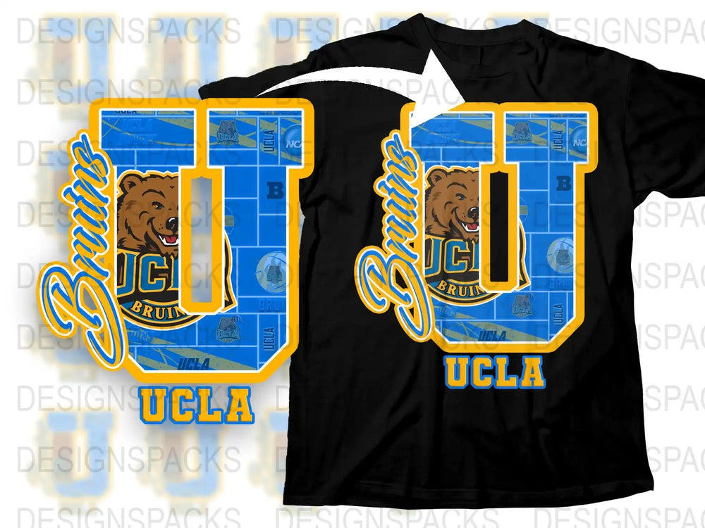 UCLA Bruins T-Shirt, Vintage Graphic College Sports Tee, Black and Blue, Fan Apparel